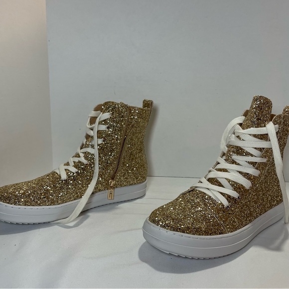 UNWDU Gold Glitter High-Top Sneakers. NEW in box. Women’s size 10. Sparkles! - Picture 5 of 8
